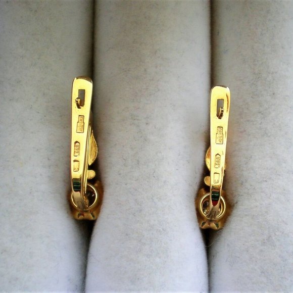 Vintage USSR Solid 14K 583 Yellow Gold Genuine Diamond Buttercup EARRINGS - Picture 6 of 8